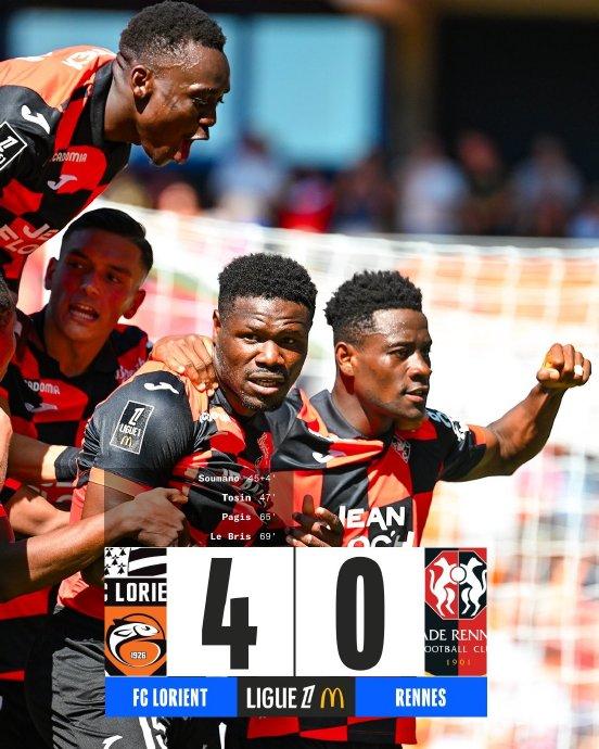 尼斯2-1战胜洛里昂，取得法甲联赛九连胜